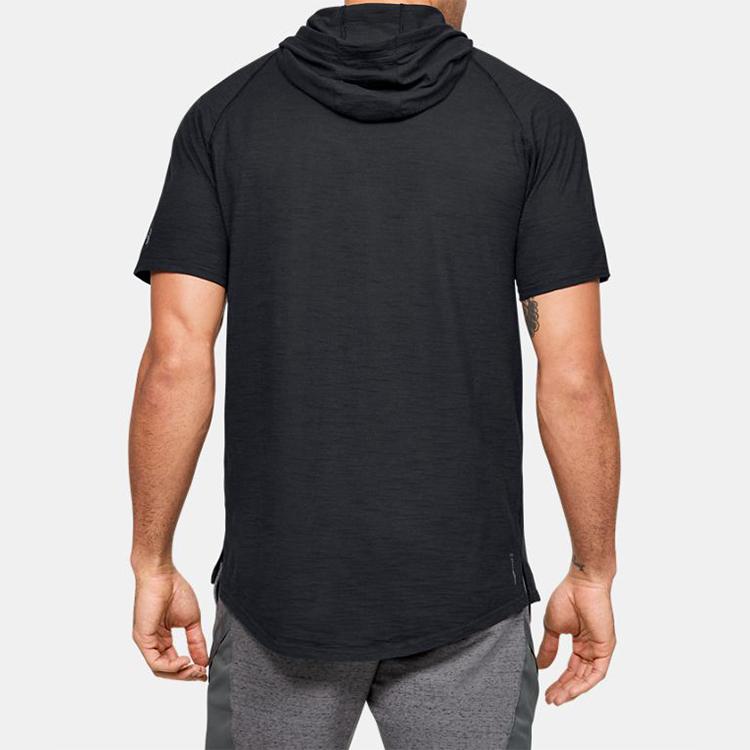 Under Armour Project Rock Charged Cotton Short Sleeve Hoodie Men Tops Black 1351525-001