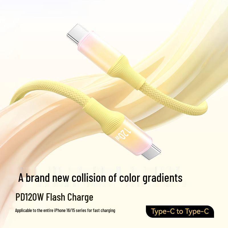 120W Fast Charge Dual Type-C Data Cable for Apple 15/16, Huawei Laptops & 6A Car Charger