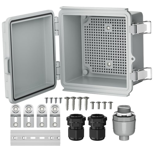 IP65 Electrical Enclosure - Power Housing Case, Heavy-Duty Wiring Box | 6.57x6.22x3.58 Inch Outdoor Project Waterproof Shell, Secure Cable Protector B
