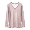Oversized V-Neck Long Sleeve T-Shirt Women Soft Cotton Blend Loose Fit Casual Top Korean Style Layering Base