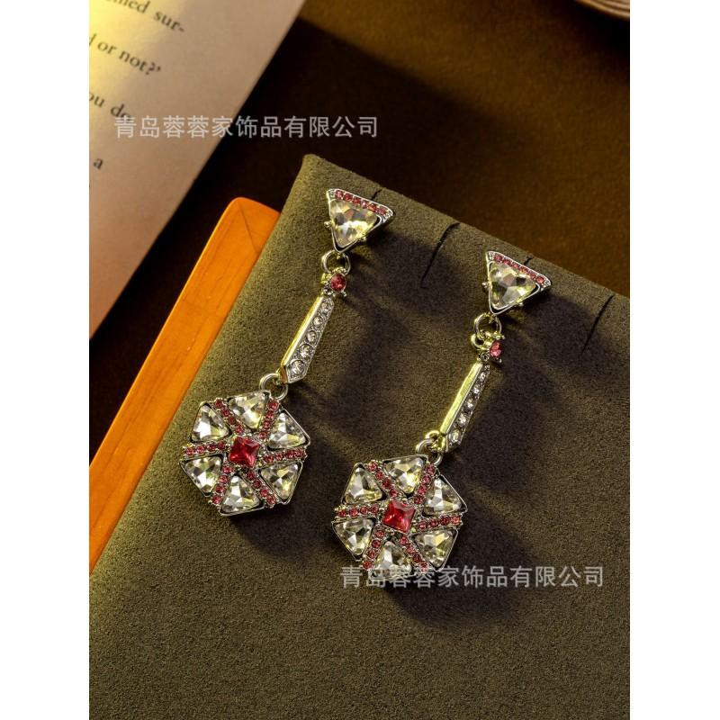 Hot Products From Europe America Exaggerated Temperament Light Luxury All Rhinestone Zircon Earrings Women's Long Style Atmospheric High-end