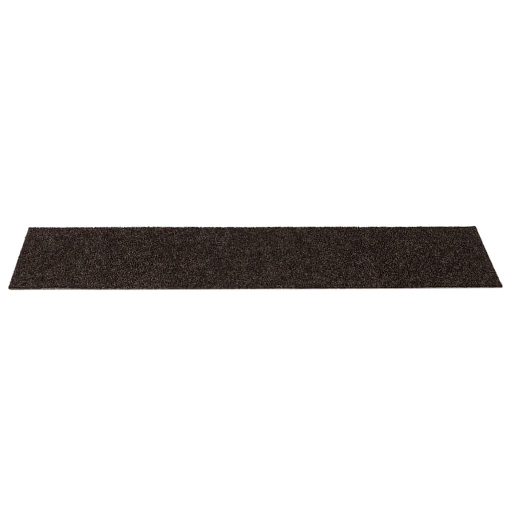 Self Adhesive Stair Treads 15 pcs 76 x 20 cm Dark Brown Rectangular