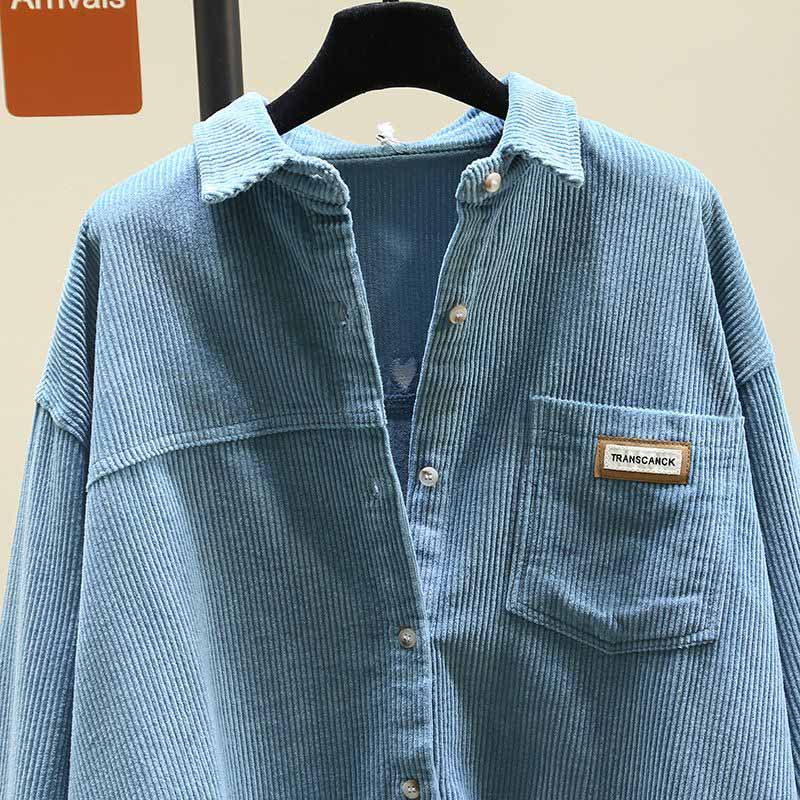 Long-sleeved Shirt Women Winter Thickened Loose Casual Medium-length Solid Color Button Cardigan Shirt