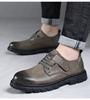 Lederschuhe für Herren Business Casual Atmungsaktiv Britisch Grün Martin Schuhe Weiche Sohle Arbeitsschuhe Vielseitige Vaterschuhe
