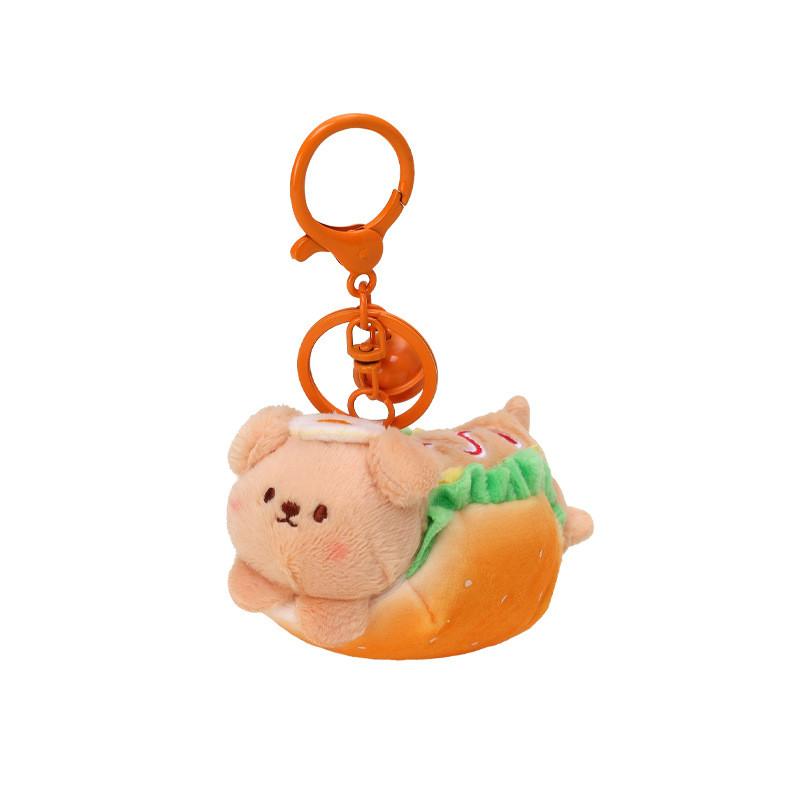 Charming Plush Hot Dog Keychain Creative Fried Egg Design Adorable Doll Accessory Gift