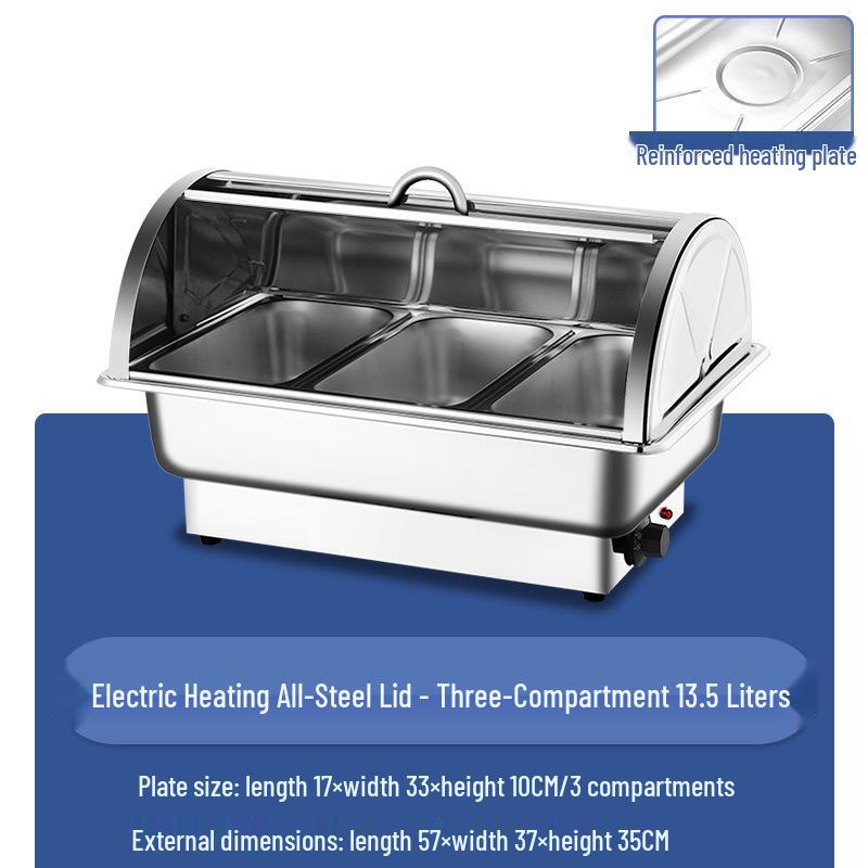 Stainless Steel Electric Chafing Dish with Visible Flip-Top for Buffet & Breakfast