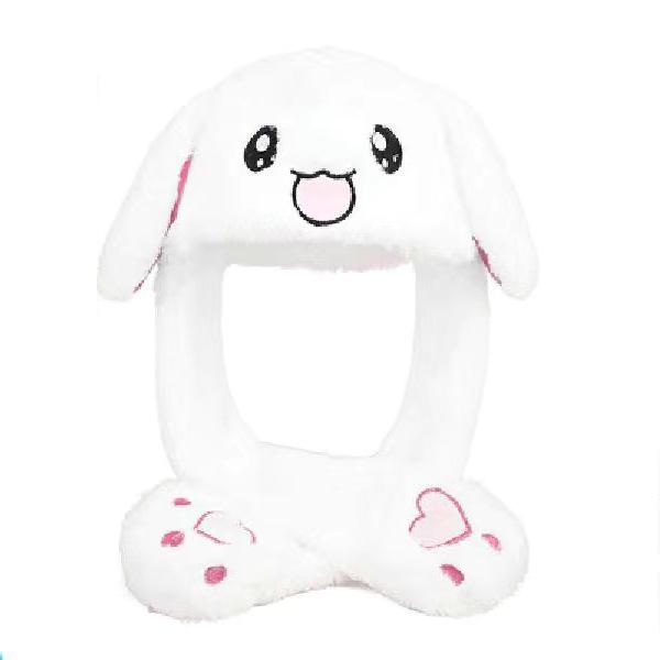 Children's Plush Cartoon Hat with Movable Ears - Luminous Rabbit Design for Parent-Child Matching