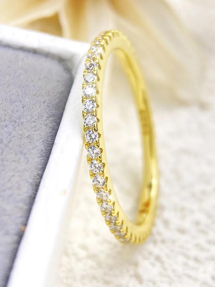 925 Sterling Silver 1.4MM Simple Elf Gorgeous Shiny Zircon Ring For Women Engagement Wedding Luxury High Quality Fine Jewelry