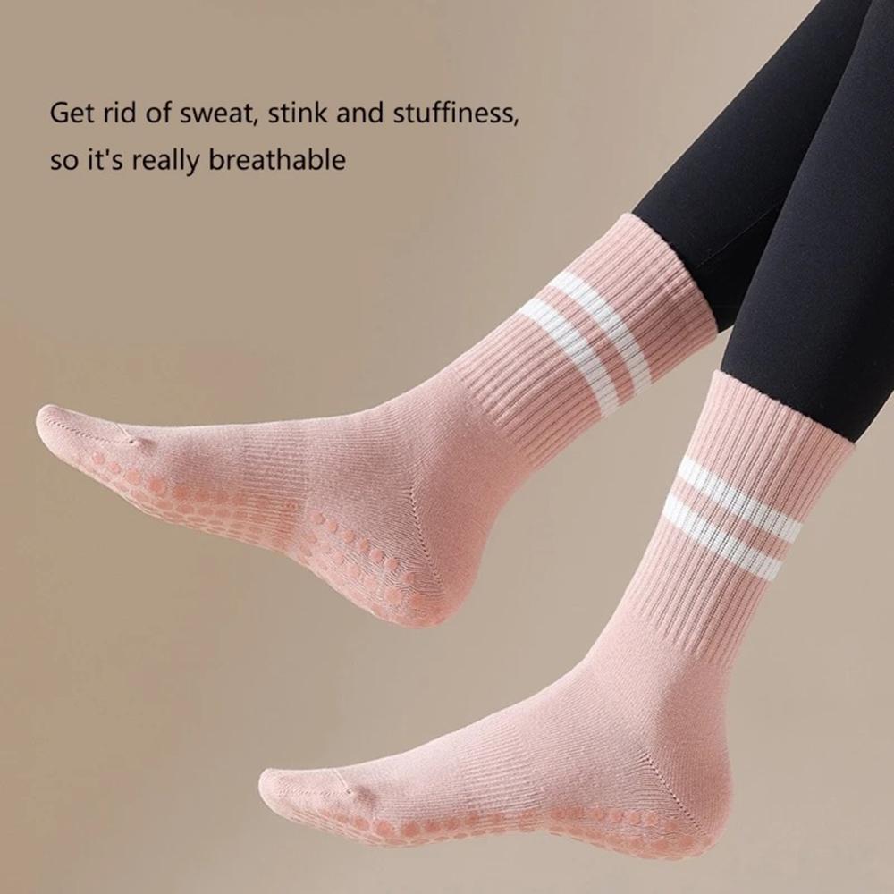 PERFECT FIT  Elastic Anti Slip Grip Bottom Yoga Socks Zumba Pilate Football Soccer Running Soft Cotton Stocking Stokin