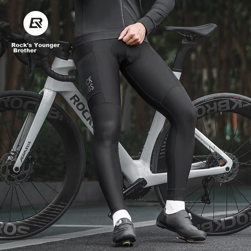Cycling Shorts for Men, Warm Windproof Fleece Lightweight Autumn Road Bike Pants Equipment, Black, 2XL