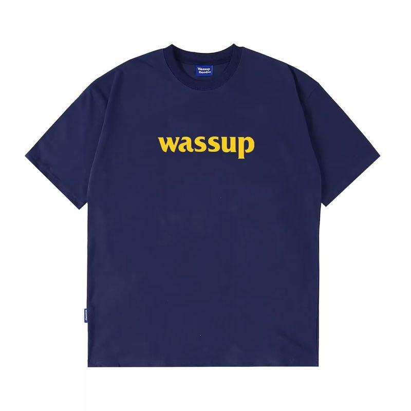 Wassup Heods Letter Logo Trendy Brand Short-Sleeved T-Shirt for Men and Women, Summer Loose and Versatile Tee, Couple's T-Shirt