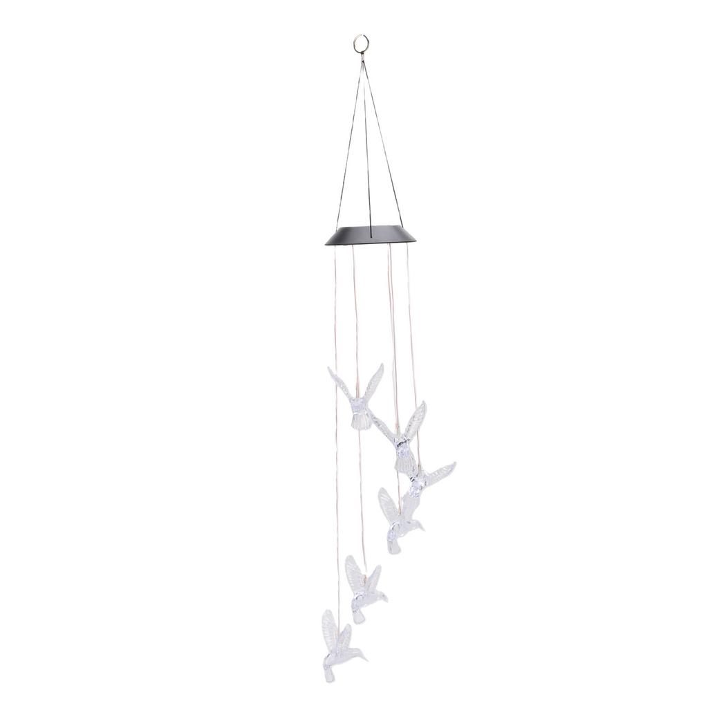 LED Solar Hummingbird Wind Chime Color Changing Solar Hanging Wind Chime Pendant Light for Outdoor Patio Garden Decoration