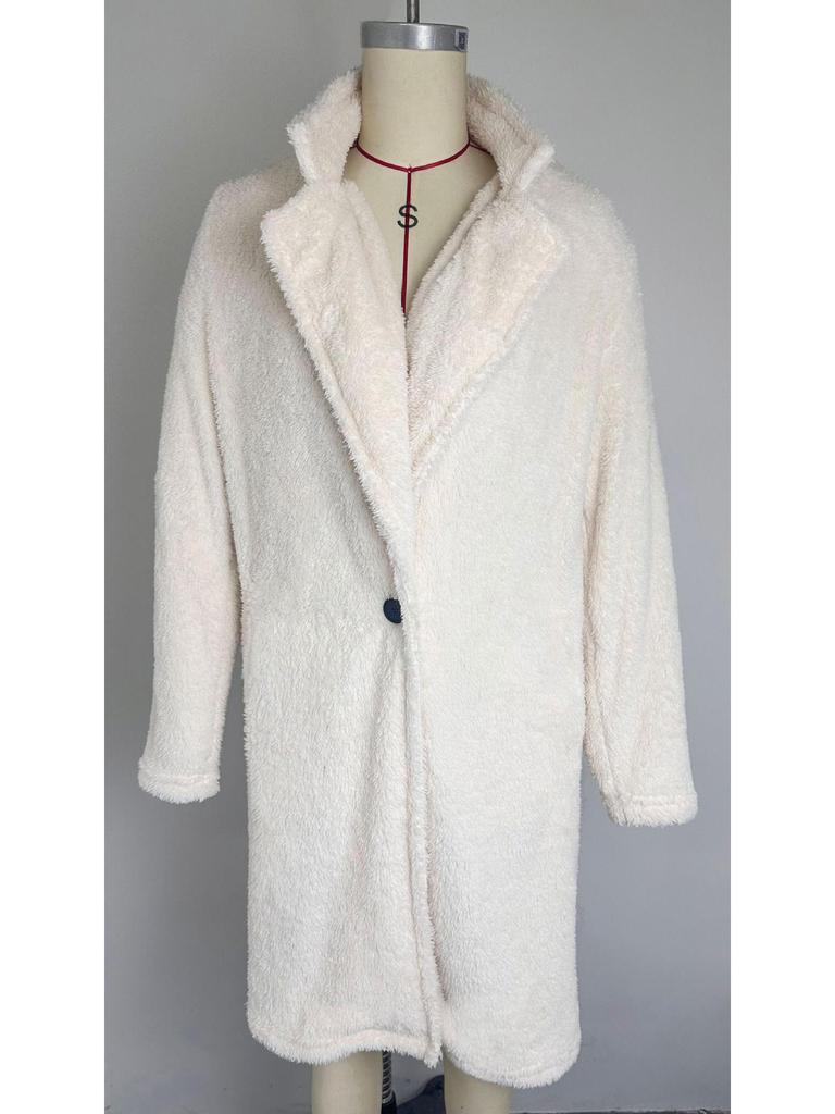 2025 Fall/Winter Furry Long-Sleeve Plush Top with Turn-Down Collar for Women