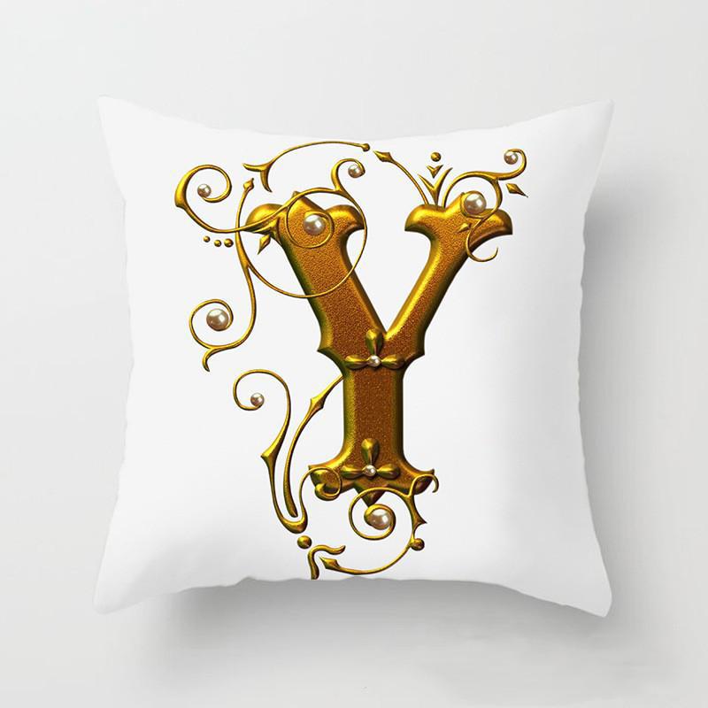 45x45cm Gold 26 English Letters Luxury Decorative Pillowcase Sofa Seat Cushion Cover Wedding Party Home Decor Hold Pillowcase