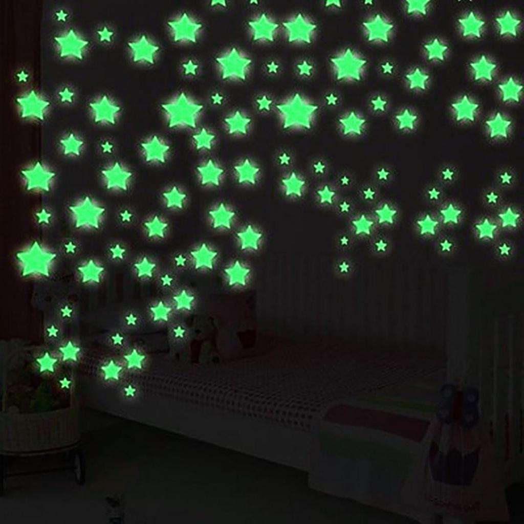 Ougeya Shop 12Pcs Luminous Glow In Dark Stars Wall Sticker Home Bedroom Dormitory Decor