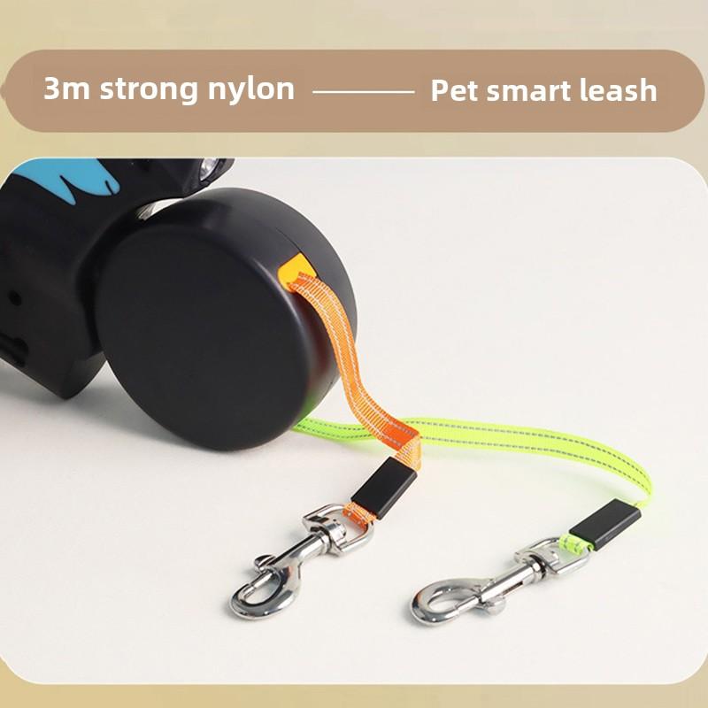 Portable Rotating Pet Leash Double End Leash Light Retractable Roulette Walking Supplies Outdoor Automatic Charging with Light Retractable Pet Leash