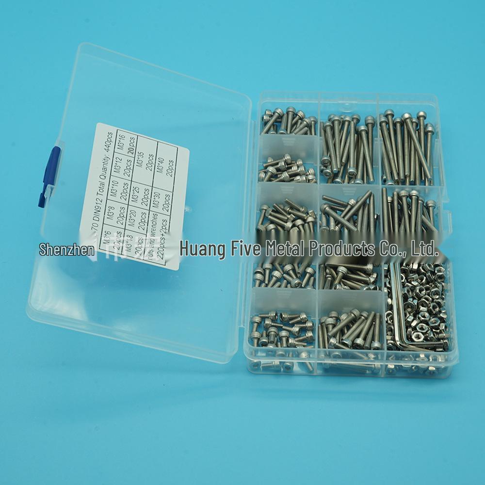 

Набор винтов с шестигранной головкой M3, 440 штук: Включает гайки и 2 ключа (Размеры M3*6-M3*40)