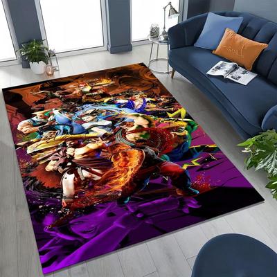 Tapete Desenho Animado Personagens Retro Street Fighter 6 para Quarto Sala Sofá Casa Capacho Decoração, Tapete de Chão Antiderrapante