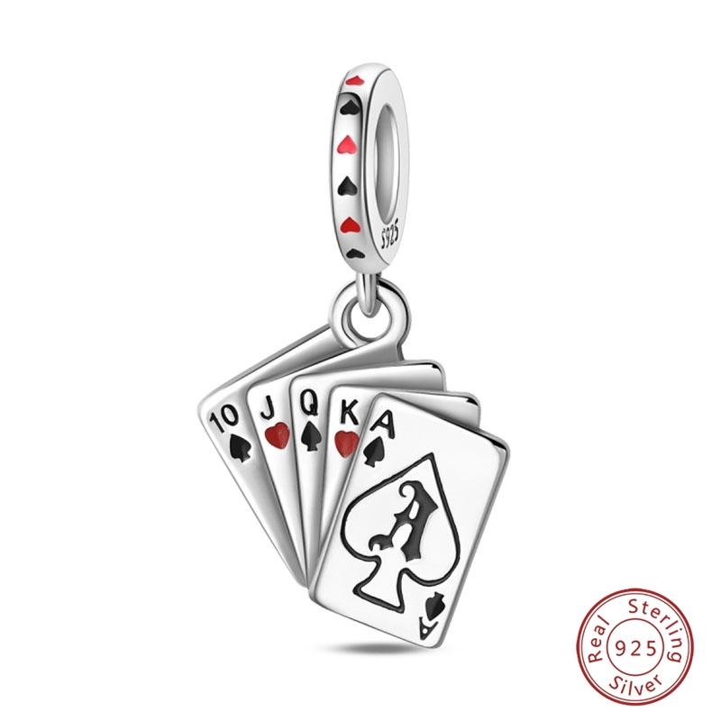 Argent S925 Chat Citrouille Carte à Jouer Ours de Diplôme Cheval de Mer 3mm Breloques Perles Design DIY Bijoux Fins