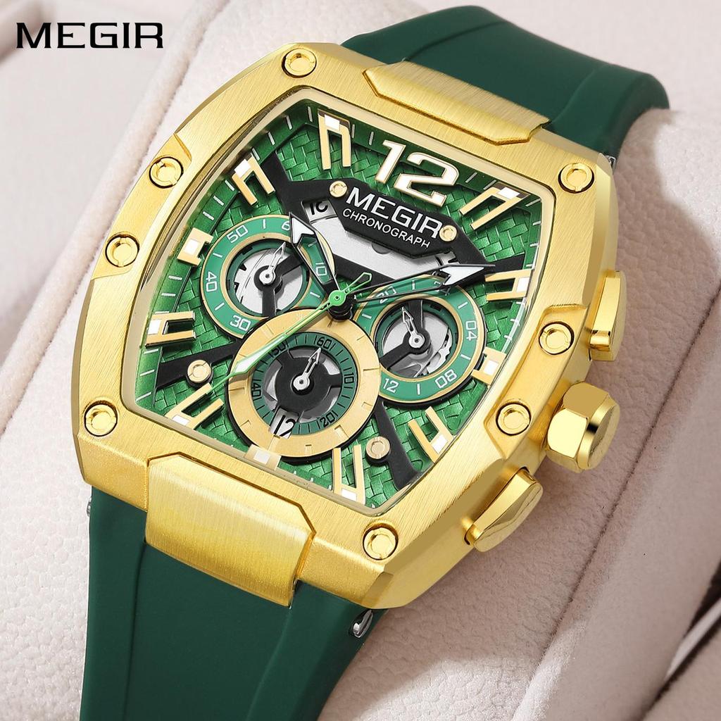 Megir Chronograph Luxury Sport Quartz Watches for Men Waterproof Luminous Casual Big Dial Wristwatch Date Clock Reloj Hombre 8112