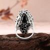 925 Sterling Silver big ring Natural Blk spinel elegant and noble for women's anniversary & banquet & engagement gift