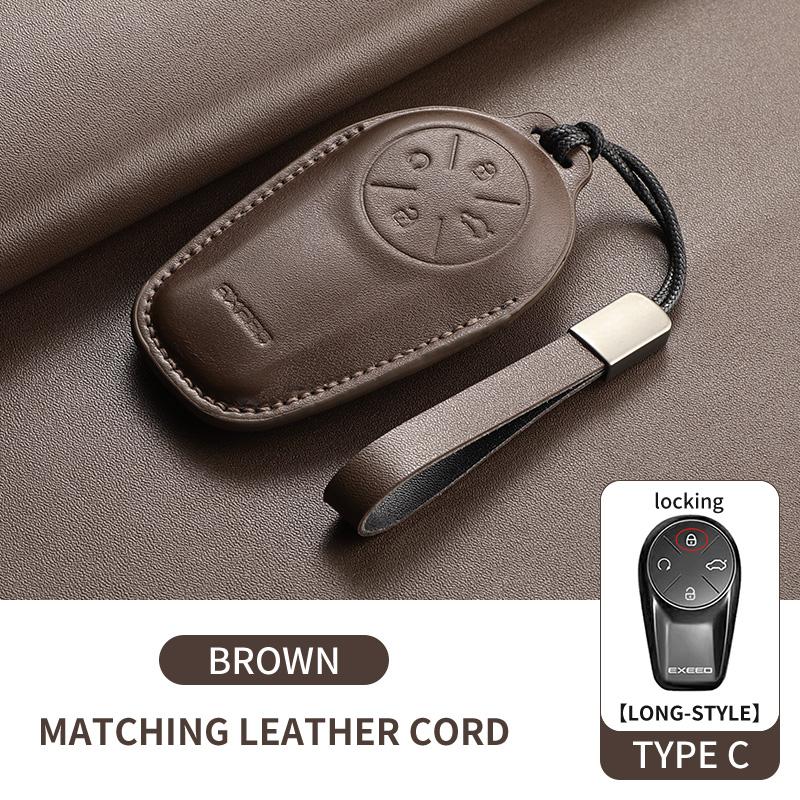Leather Car Key Case Cover Fob For Chery Exeed Lx Txl Atlantix Et Es Vx Fl Rx Cdm Phev Car Remote Keychain Case Shell Accessorie