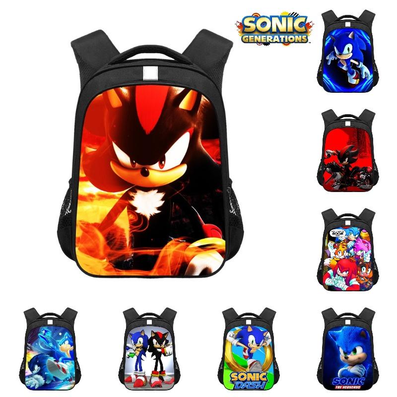 Nuovo Zaino Sonic per Bambini Per Ragazzi e Ragazze Cartone Animato alla Moda Zaino Scolastico Taglia Media Capacità 20-35l