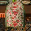Elegant Dining Table Decor Jacquard Floral Runner, Vintage Peony Farmhouse Runner with Tassels for Home Wedding Party Tassel Edge