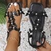 Mode Damen Sandalen Sommer 2025 Neue Flache Strandsandalen Schmetterlingsdekoration Böhmischer Stil Sandalen Sommerschuhe Frau Elegantes Schuhwerk