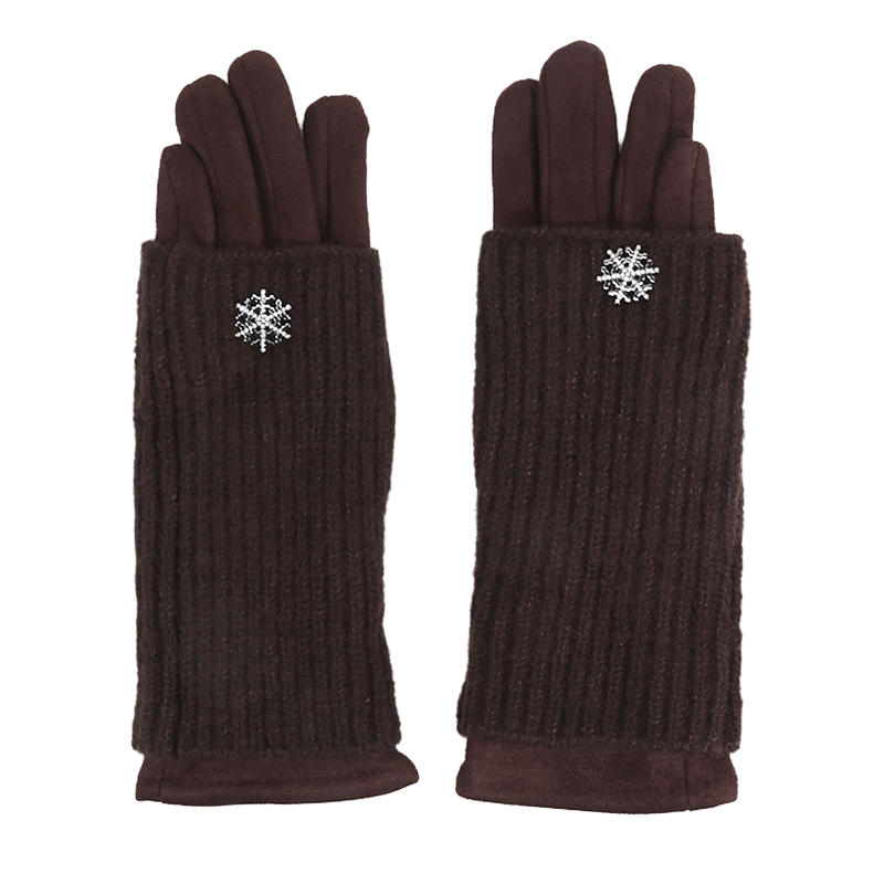 

Women s Winter Thick Knitted Gloves Riding Windproof And Warm Driving Touch Screen Gloves Fashion Ski Mittens коричневий