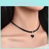 Trendy Black Zinc Alloy Heart Necklace For Women Stylish Choker Chain Accessory