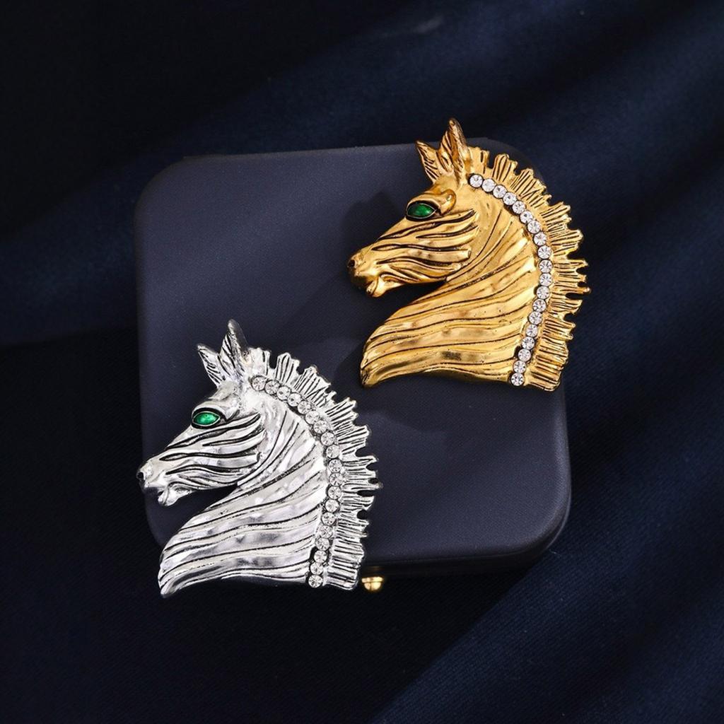 Astrological Horse Head Brooch  Alloy Fashion Accessory For Jackets Shawls Formal Gatherings Statement Badge Pin