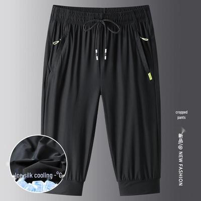 Men's Quick-Dry Ice Silk 7-Point Sports Shorts - Casual and Plus Size