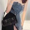 Vintage Black Women Cylinder Underarm Bags Double Pocket Design Ladies Shoulder Bag Fashi Female PU Leather Purse Handbags