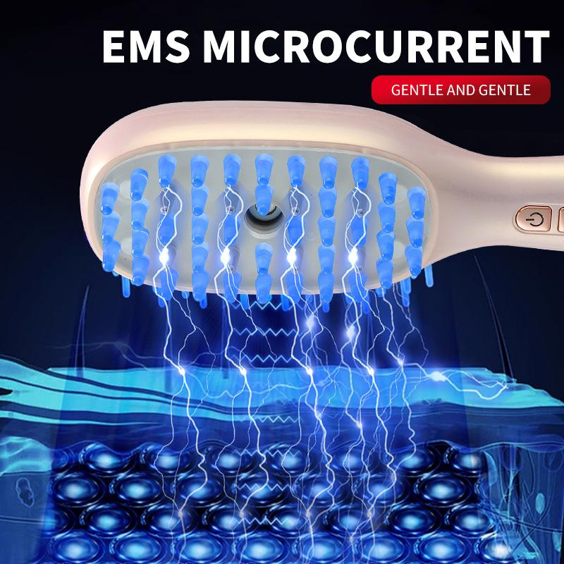 Cross-Border Hand Held ABS Ems Red Light Waterproof USB Powered Hair Comb Essential Oil Meridian Head Home Use Beauty Equipment