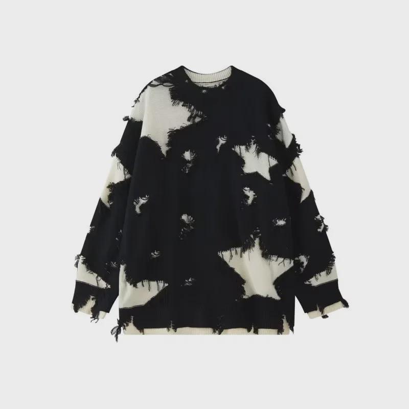 Unisex Hip-Hop Raw Edge Splicing Sweater - Autumn Casual High Street Style