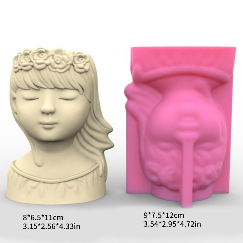 Nonstick Cute Wreath Girls Pen Holder Mold Flower Pot Silicone Mold DIY Crafts Ornament Tool DIY Succulent Planter Mold