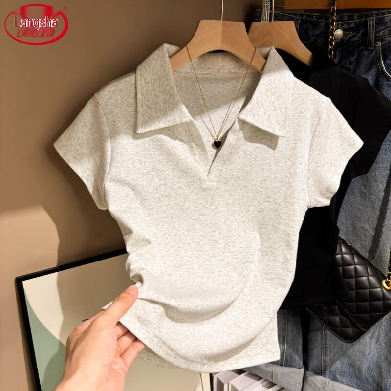 Women's Slim Fit Polo Neck Short Sleeve T-Shirt