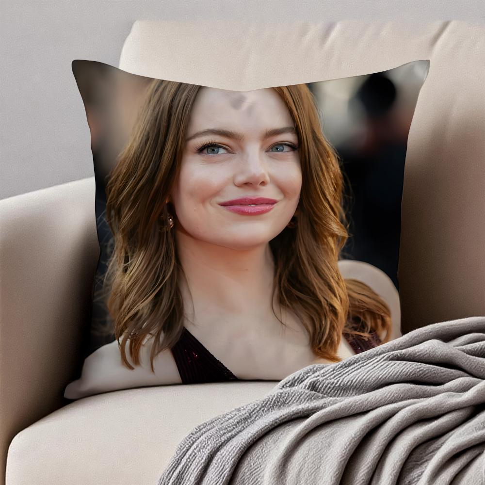 Actress EEmma Stone Cushion Cover Pillowcase Antidustmite Invisible Zipper Short Plush Sofa Cushion