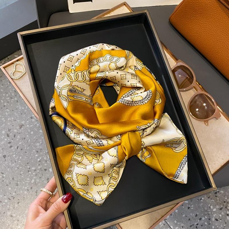 Satin high-end tied hair long silk scarf headband elegant and simple versatile hair band headband streamer hair accessories women's tied bag