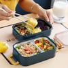 INS Double-layer 304 Stainless Steel Insulated Lunch Box, Divided Compartments for Office Workers and Students, Water-fillable