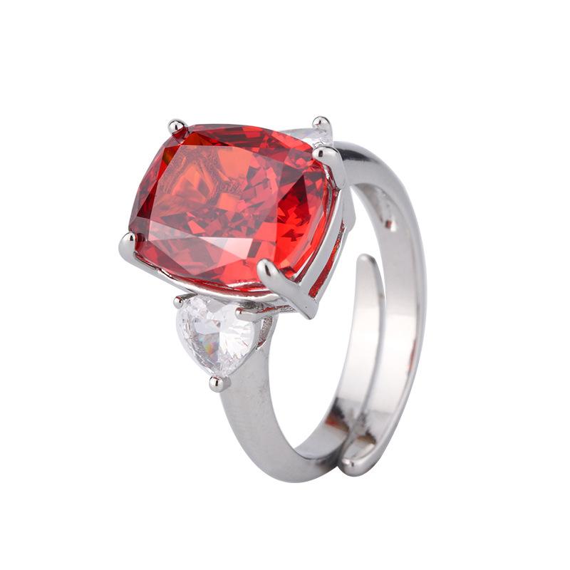 Jewelry Copper Bottom Gold-Plated High Carbon Diamond Ice Flower Square Diamond Copper Inlaid Simple Fat Square Ring Women 10 * 12