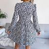 MAITA jaro léto nové sexy leopardí výstřih do V s dlouhým rukávem liniové elegantní šaty S-XL