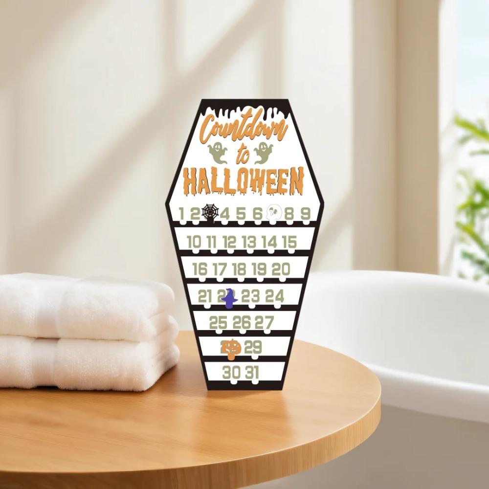 Rectangle Halloween Countdown Calendar Wooden Wooden  Calendar Ornaments  Haunted House