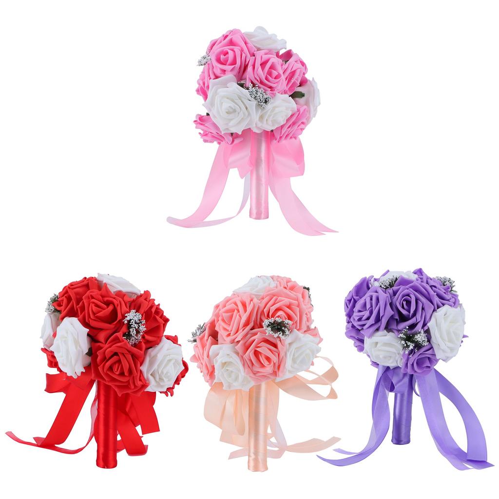 Bridal Bouquet PE Artificial Flowers Bunch for Wedding Stage Office Home Decoration