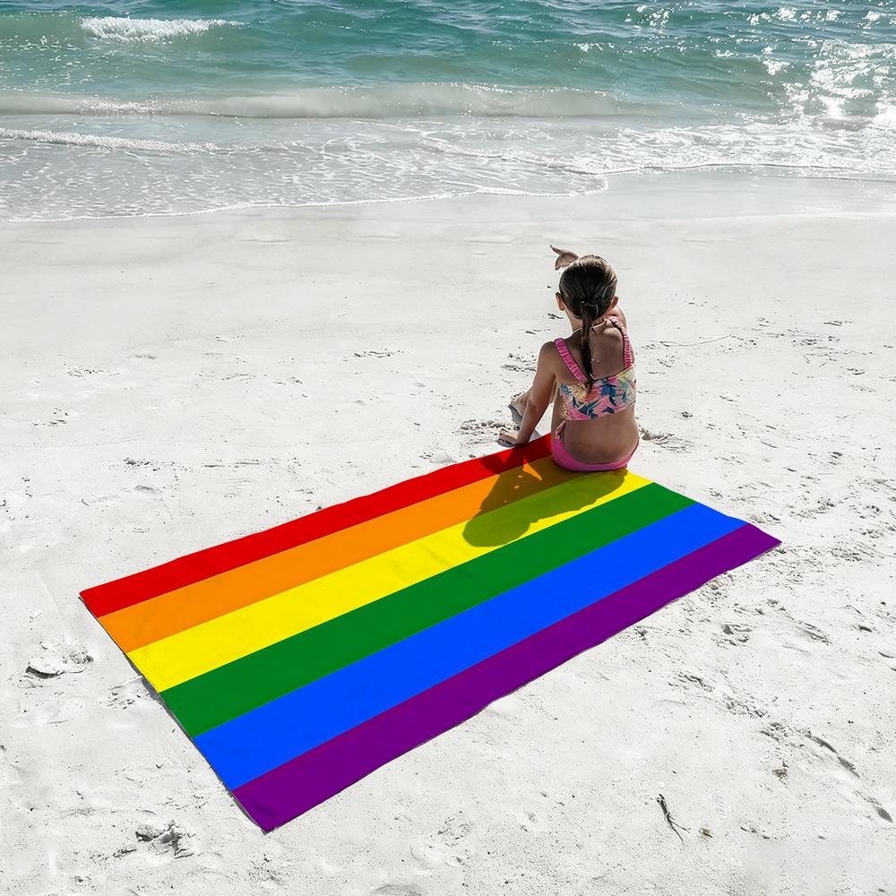 Art Flag of Gay Rainbow Pride Towel Soft Lightweight Anti-Sand Large Beach Towel Quick-Drying Bath Sports Family