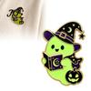 Halloween Theme Pin Witch Hat Ghost Enamel Brooch, Glow-in-the-Dark Cartoon Pin, Holiday Badge for Sweaters Jackets Scarves Decoration