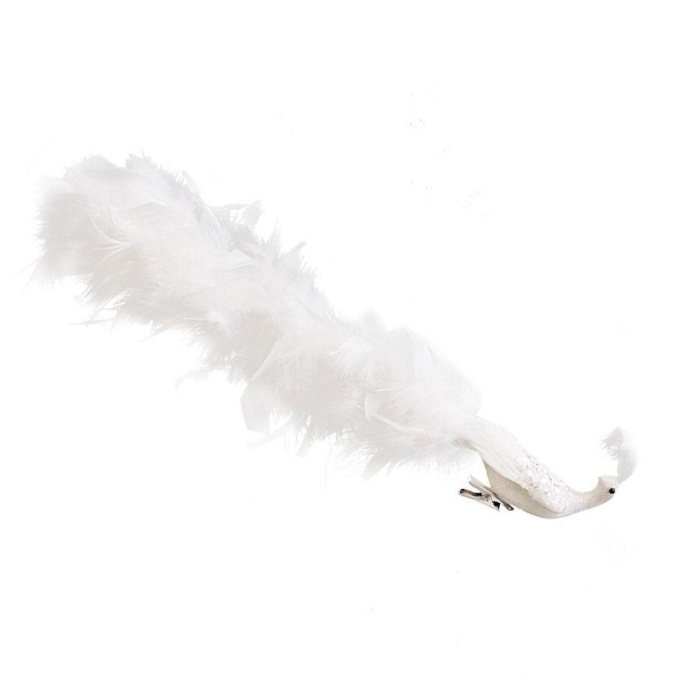Künstlicher weißer Pfau-Weihnachtsbaumschmuck, natürlicher Feder-Anhänger