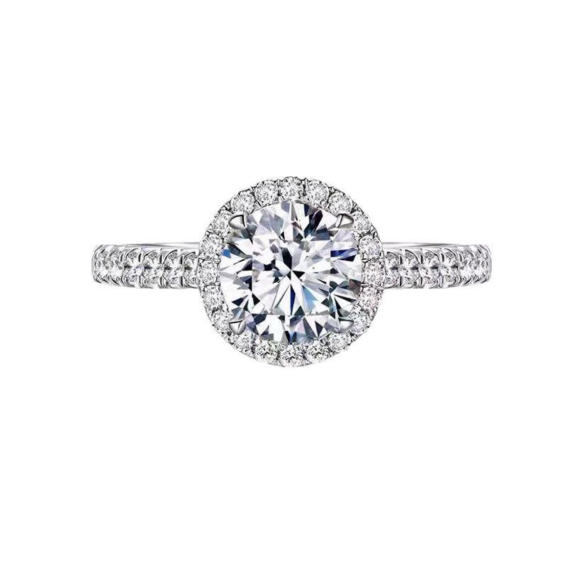 1 Carat Moissanite Princess Cut Ring for Women PT950 Platinum Round Bag Plump Design Luxury Party Focus Engagement Band