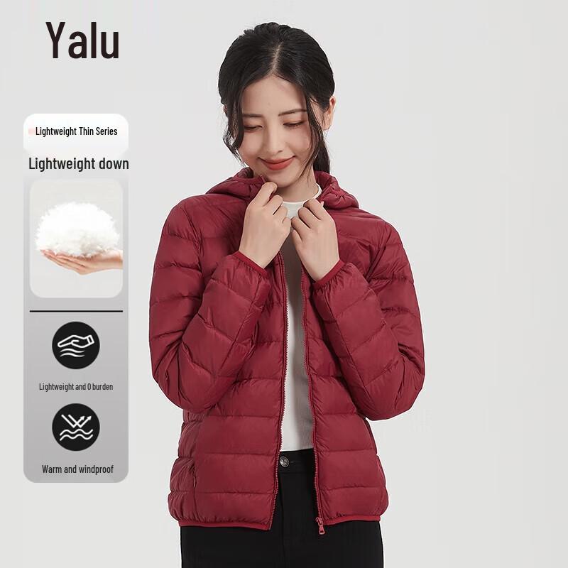 Yalu Women's Lightweight Packable Hooded 90% White Duck Down Jacket